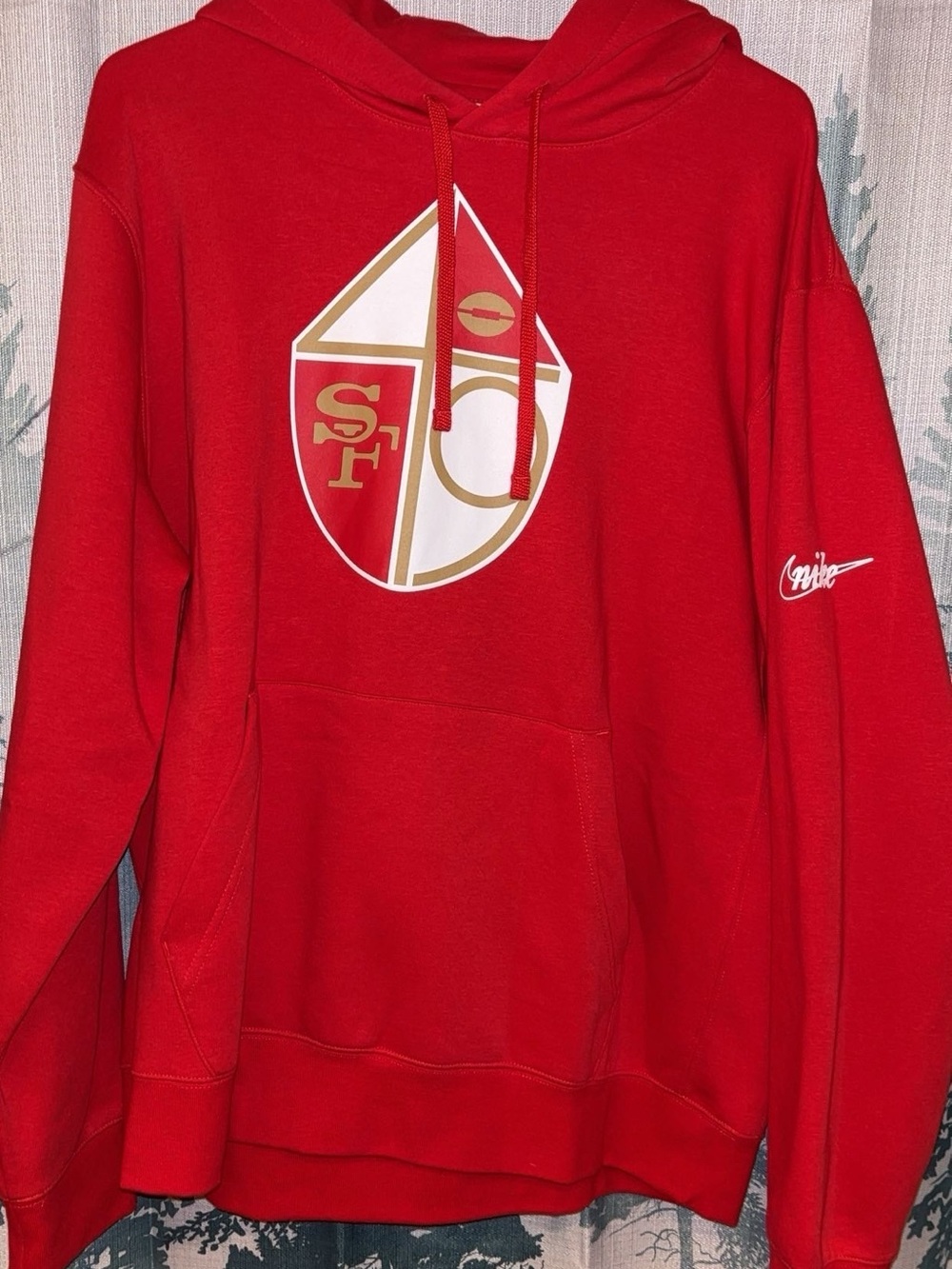 Nike Red Hoodie with Gold & White Crest